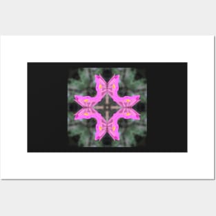 Zinnia Flower Butterfly Kaleidoscope Pattern (Seamless) 7 Posters and Art